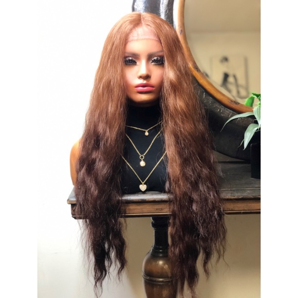 External Beauty Accessories - RHONDA| LONG WAVY BROWN DIPPED LACE FRONT WIG